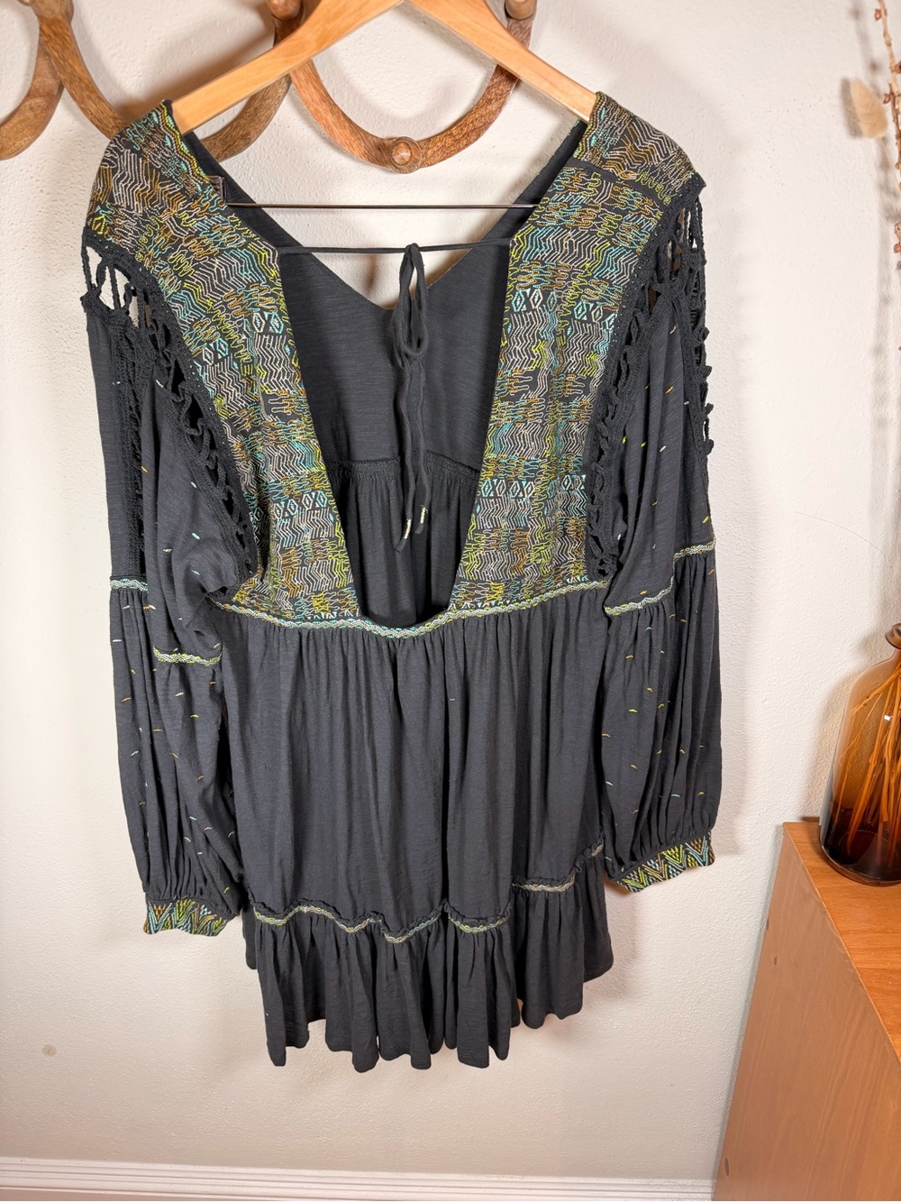 NWT Free People Much Love Tunic XL Embroidered Balloon Sleeve Boho - Picture 2 of 7